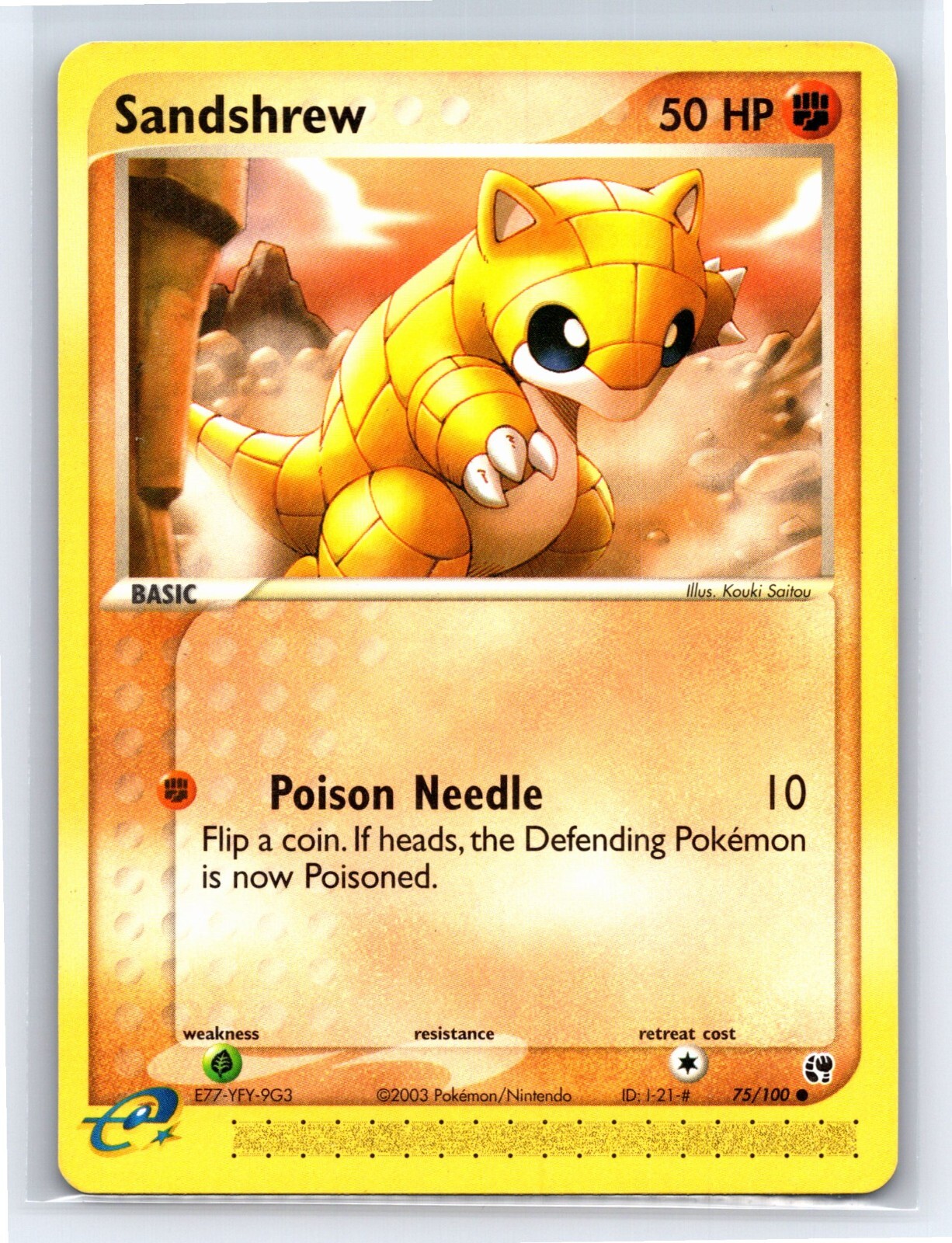 2003 Pokemon TCG EX Sandstorm Sandshrew - 75/100 - NM
