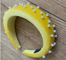 Yellow Headband With Pearls Velvet Pearl Headband