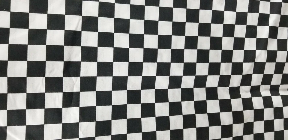 Bandera de carreras Nascar blanca y negra a cuadros estampado de polialgodón tela de 60" por yarda Foto 2 de 4