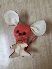 Dakin Dream Pets Vintage Red Leather Mouse With Necktie. Pre-Owned