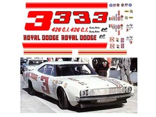  3 Buddy Baker Royal Dodge 1968 1/64 scale Decal fits Tyco Lifelike Autoworld