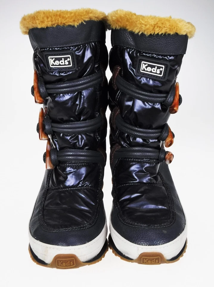 Mujeres 8 Keds Powder Puff Azul Marino Invierno Cálidas Botas Impermeables Piel Sintética 52044 Foto 2 de 4