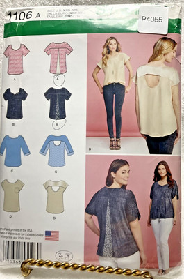 Simplicity  Sewing Pattern 1106  A Sz. XXS-XXLMisses Tops with Fabric Variations