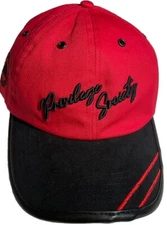 Privilege Society Cotton Leather & Suede Dad Hat Strap Back  Red / Black