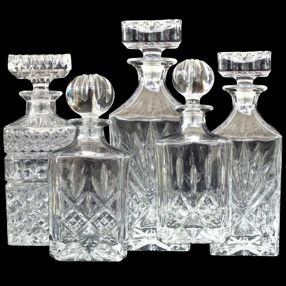 LEAD CRYSTAL GLASS LIQUOR DECANTER with GLASS STOPPER / BOHEMIA - Image 2 of 4