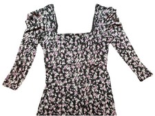 Wild Fable Black Floral Peasant Dress Size M Cottagecore Fairycore
