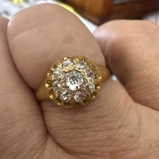 ANTIQUE  DIAMOND CLUSTER RING 18ct GOLD Hallmarked London 1911 Old Cut Diamond