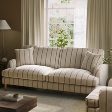 Cream Chenille Burnt Orange Striped 3 Seater Sofa - Payton SOF241