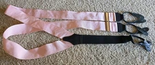 Unbranded Men's Suspenders Pink & Black Silk Leather Brass Made England