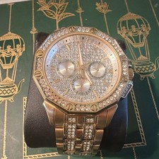 Bulova Crystal Mens Quartz Gold Dial Gold Bra...
