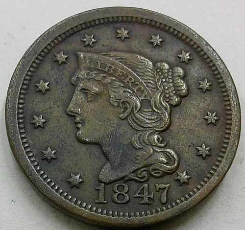 Photo of a 1847-P Large Cent from an eBay listing that sold on Jul 18, 2026