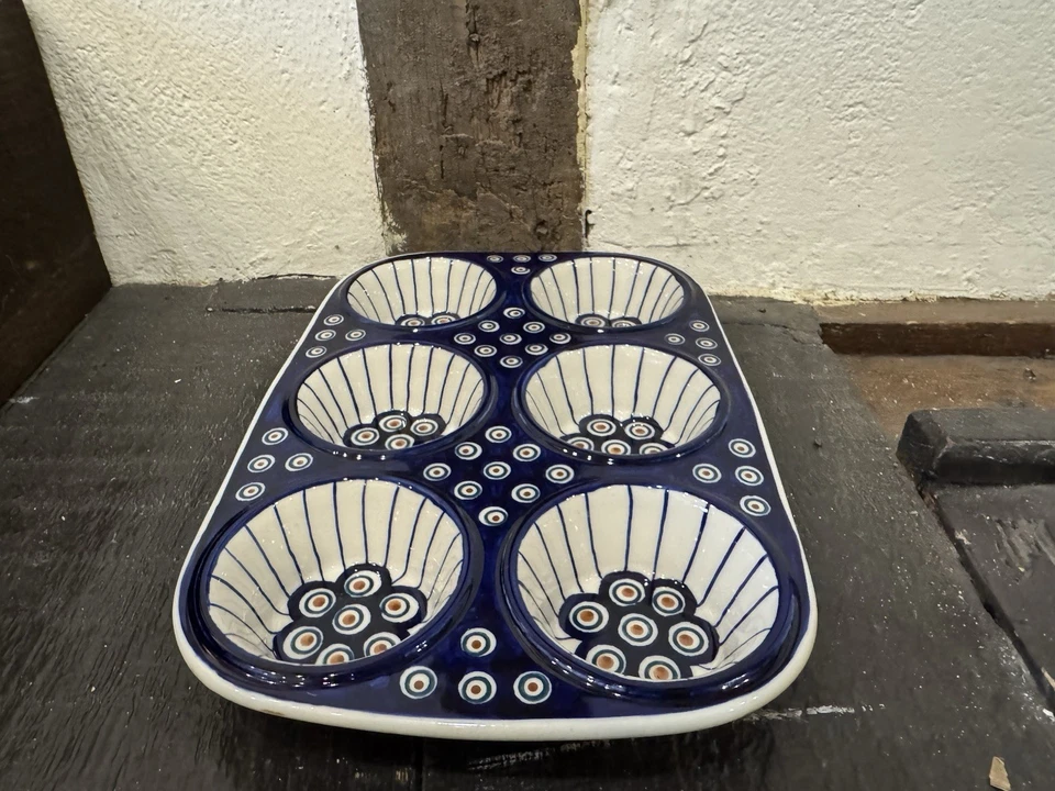 muffin pans baking moulds handmade Polish pottery Boleslawiec - Image 4 of 4