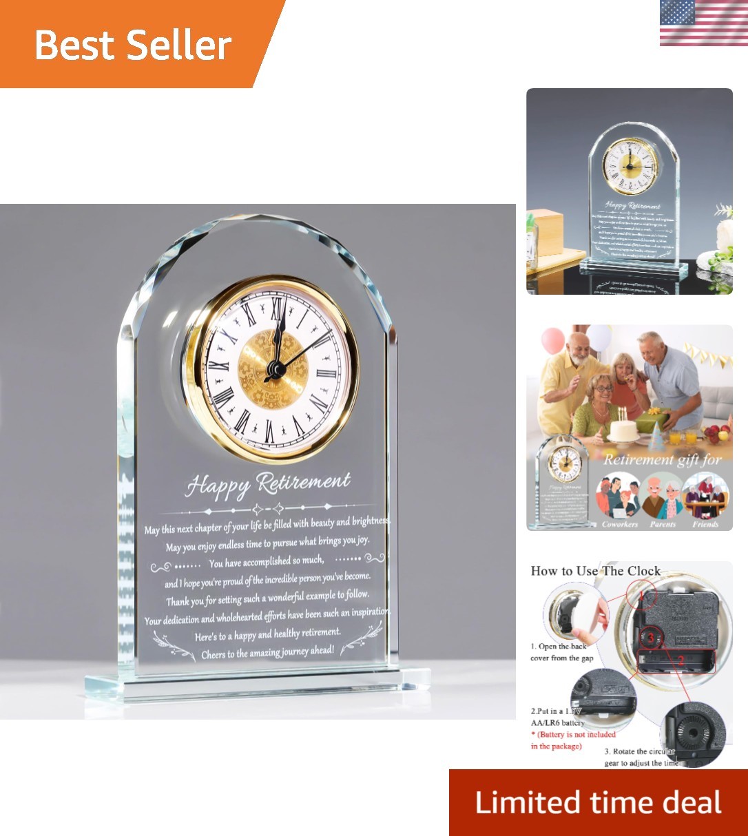 Retirement Clock Gifts for Women & Men, Best Happy Retiremen