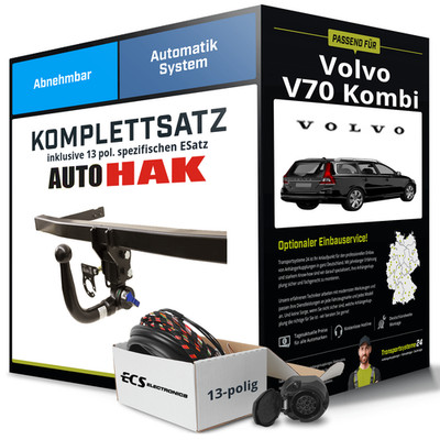 Für VOLVO V70 Kombi III Typ 135 Anhängerkupplung abnehmbar +eSatz 13pol 07- kpl.