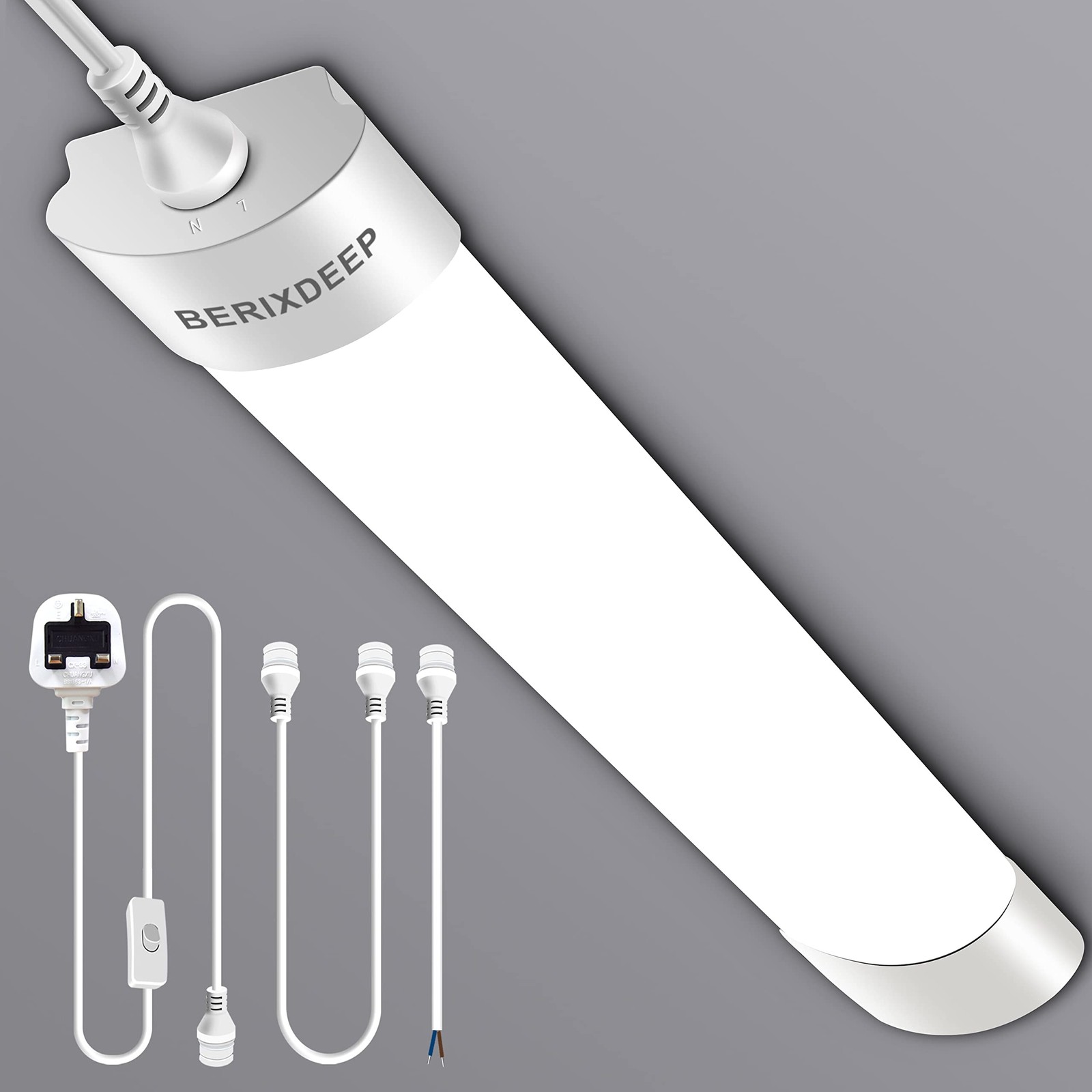 BERIXDEEP 1.3ft LED Batten Light 6500K Daylight, 40 cm, Daylight White