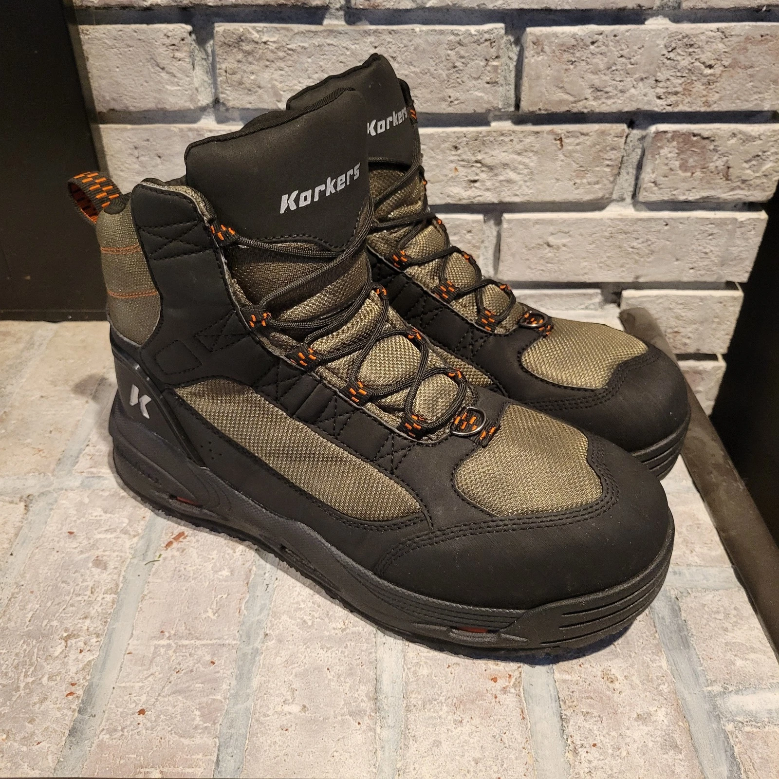 Korkers FB4820-10 Men's Greenback Kling-On/Studded Kling-On Wading Boots, SZ 13