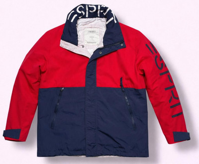 Esprit Colourblock Jacket Red Navy UK 12 Padded Coat