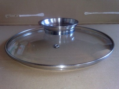 Steinbach-Glas-Topf-/ Pfannendeckel rund-Edelstahlrand-/ Griff, Entlüftung 24cm.