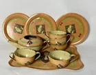 OHIO ART CO. TIN LITHO Child TOY Dishes Tea Set Vintage Antique Set 10  Fairy