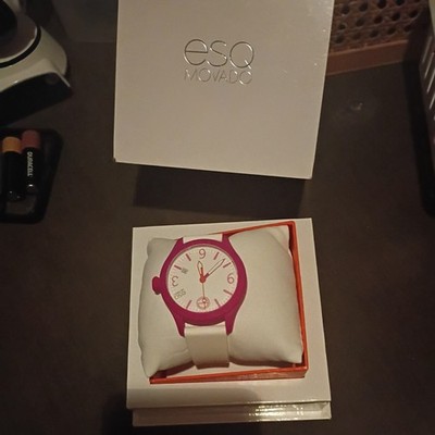ESQ Movado ONE Unisex Watch 42MM Case White Rubber Strap Swiss Quartz Wristwatch