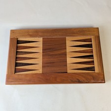 David Levy Vintage Wooden Backgammon Set  with Handmade Wood Inlays Wood Disks