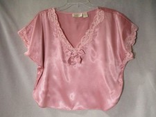 Vintage Victoria  s Secret Gold Label Satin  Lace Crop Top Lingerie Pink Size S