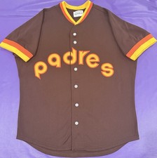 Authentic San Diego Padres 1984 Pro Cut On Field MLB Road Sand Knit Jersey 44