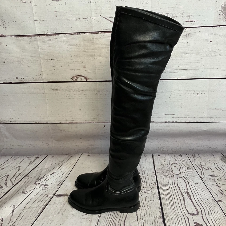 Le Silla 靴子女式 37/7 码黑色皮革高过膝骑行意大利 — 第 4/4 张图片