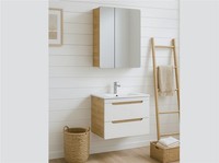Bathroom Sink Unit Drawers 600 Mirror Cabinet Wall Storage White Gloss Oak Aruba