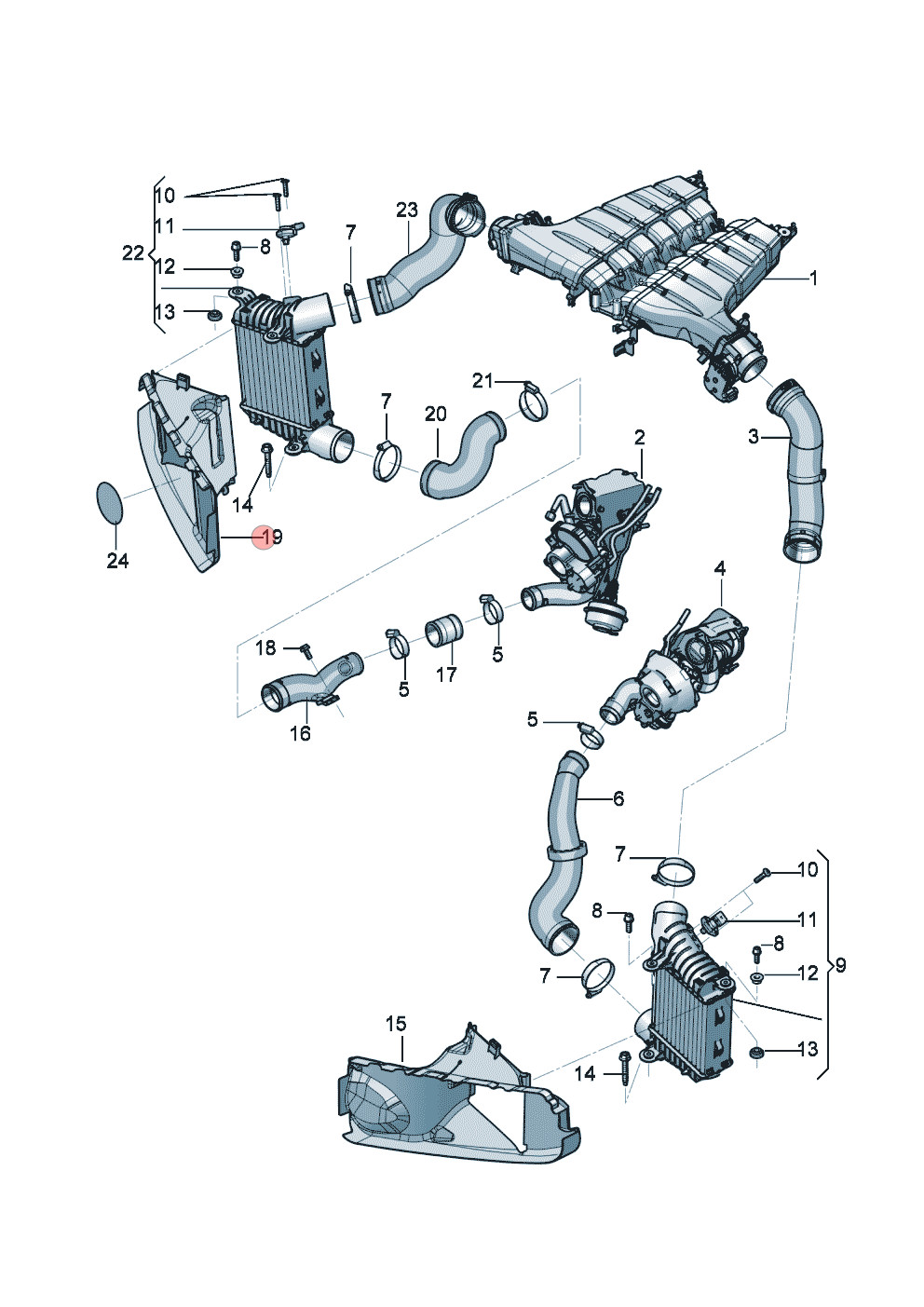 14-19 BENTLEY FLYING SPUR 6.0L RIGHT AIR COOLER RADIATOR DUCT 4W0121346C OEM