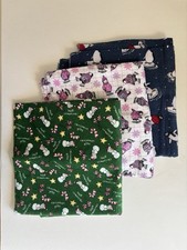 Christmas Flannel Lot Of 3 Prints Penguins Snowmen Winter 3 Yards
