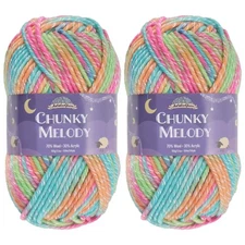 JubileeYarn Chunky Melody Yarn - 100g/Skein Bulky Wool Blend - Rainbow Sherbe...