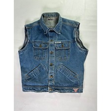 Vintage Guess Jeans Denim Vest Womens Size L Blue Jean Y2K Trucker Jacket