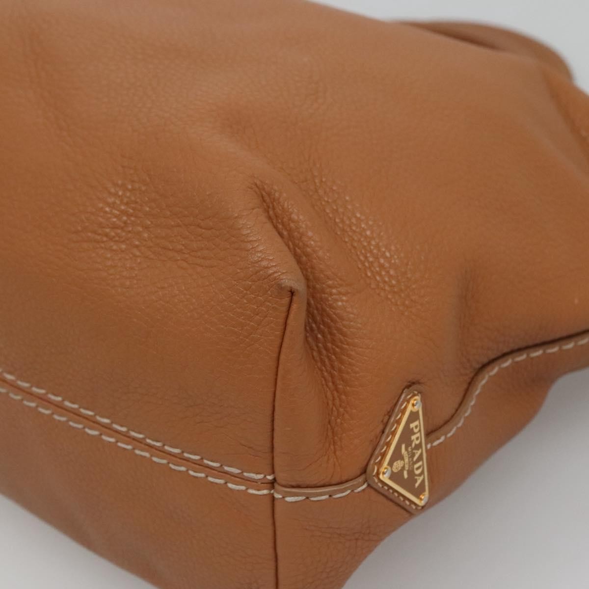 Prada Embossed Logo Convertible Open Tote Vitello Daino Brown Leather Tote Bag thumbnail 10