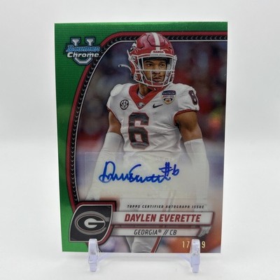 Daylen Everette 2024 Bowman University Chrome Green Refractor Auto /99 #PA-DEV