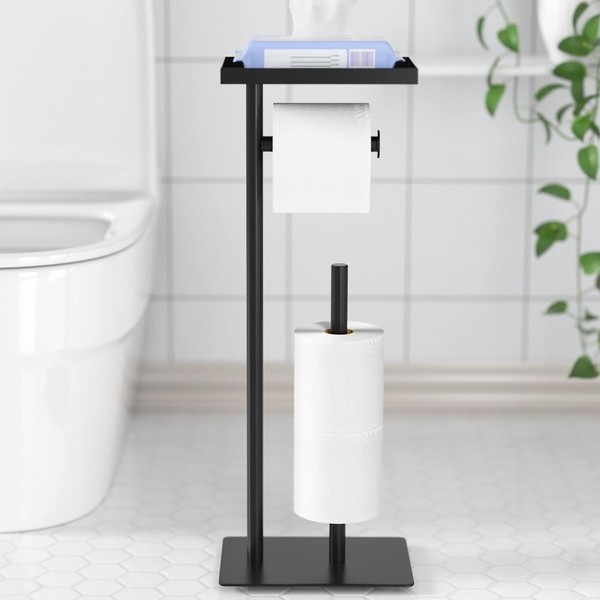 Toilettenpapierhalter Freistehend Mit Ablagefach Und 4 Rollen Platz Sparen-image