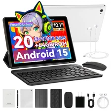2025 10.1 inch Android 15 Tablets HD Touchscreen Octa-Core 20GB+64GB Dual Camera