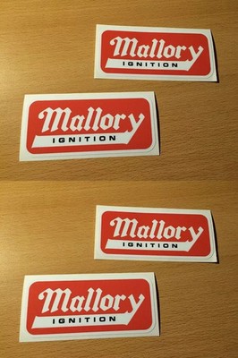 4x MALLORY Aufkleber Zündung Ingnition V8 V2 Motor USA Racing Rennsport Anlage