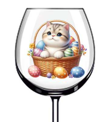 12x Aquarell Ostern Katze Kätzchen Vinyl Aufkleber Abziehbild Becher Weinglas Flasche