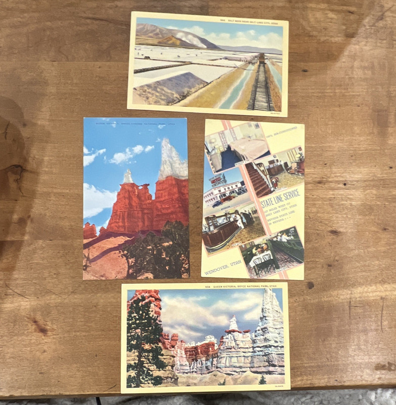 Utah Linen Postcards Lot 4 Unposted Divided Back Bryce Canyon Salt Lake City