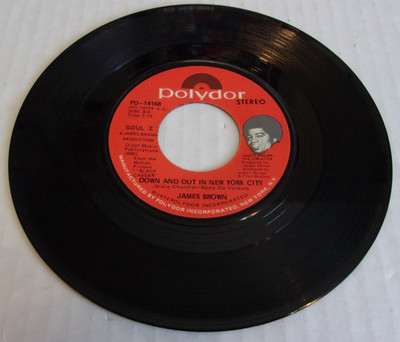 Used 45 James Brown Down And Out In New York City Vinyl Record PD-14168 Polydor