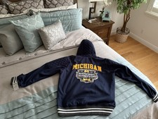 New Michigan Wolverines 23 National Championship blue full zip hoodie Size XL