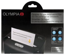 OLYMPIA Ölpapier für Aktenvernichter zum Reinigen und Schmieren des Schneidwerke