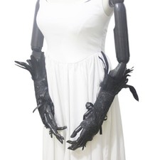 Bride Gloves Feather Gloves Wedding Headpeice Black Elaborate Hand Covering