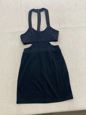 Dress Womens Small Black Cutout Bodycon Halter Neck Back Zipper Closure