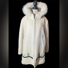 Vintage Hudson  s Bay Company One Hundred Percent Wool Coat with Fur Trim