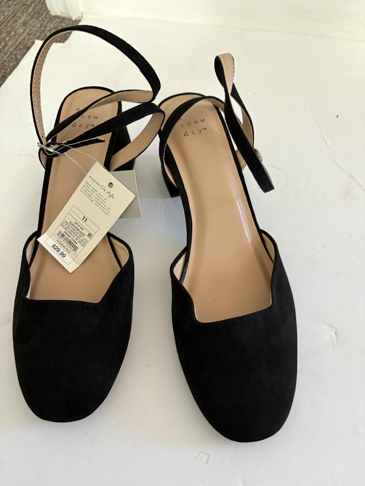 A New Day Shoes Womens Size 11 Black Block Heel Ankle Strap Dress Pumps Alexa