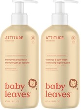 ATTITUDE 2-in-1 Shampoo and Body Wash for Baby, EWG 16 Fl Oz Pack of 2