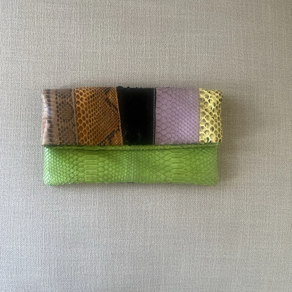 BOLSO DE MANO CARLOS FALCHI DORADO MARRÓN PITÓN PIEL DE SERPIENTE CUERO Foto 4 de 4