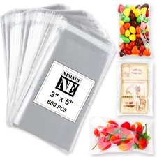 600 Pcs Small Cellophane Bags 3x5",Clear Resealable Cellophane,Self Sealing B...